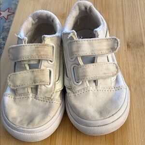 Vans Kids White Canvas Velcro Sneakers